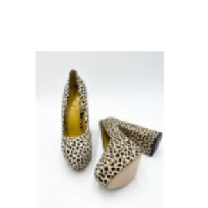 charlotte olympia chantelle cheetah platform block heel pumps 37.5